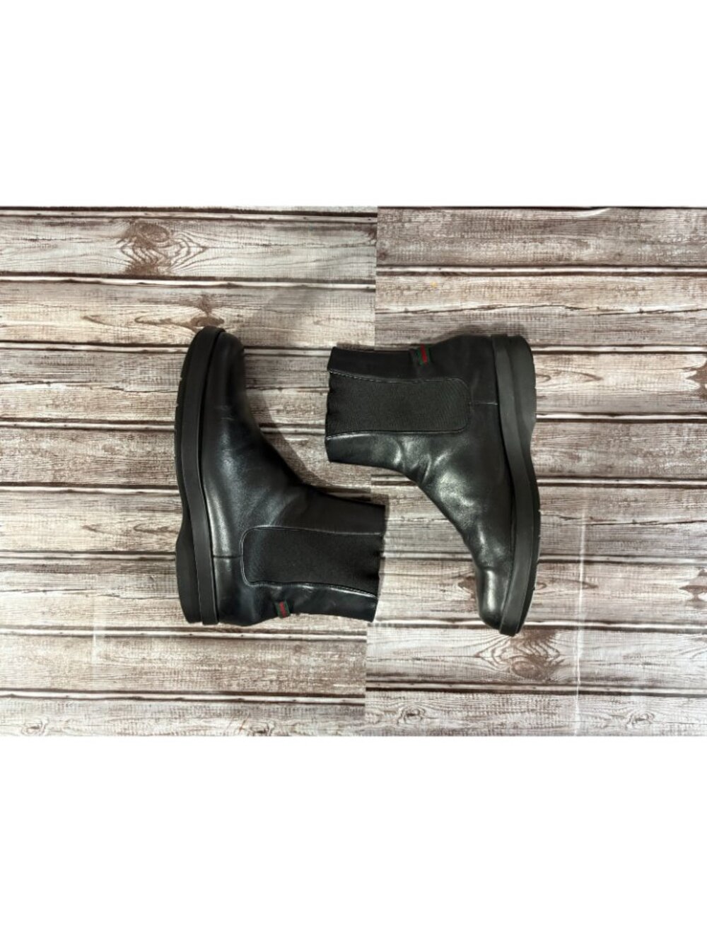 Gucci Web Accent Leather Chelsea Boots size 6.5 color Black - Picture 4 of 9